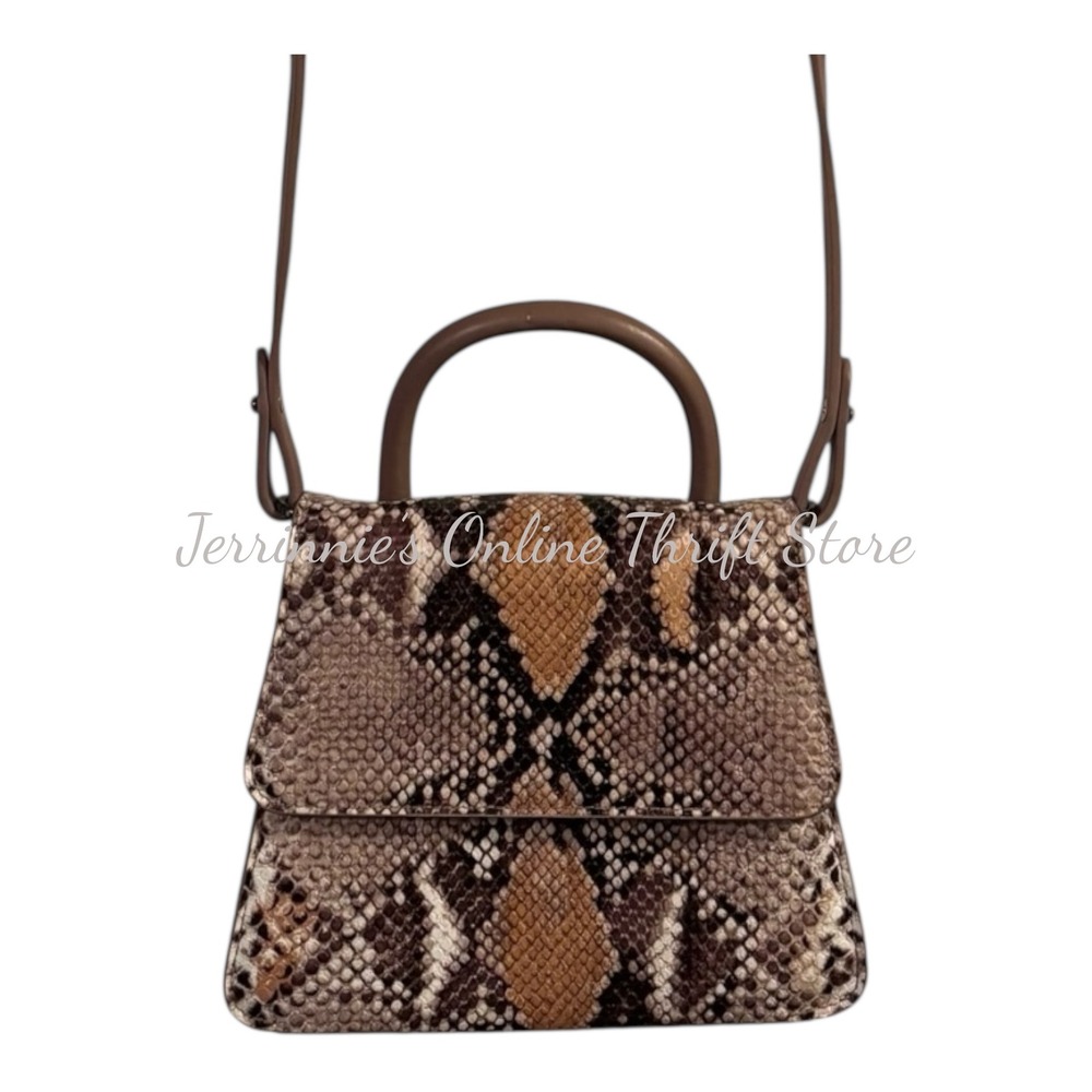 A New Day Faux Snakeskin Mini Crossbody Handbag Brown Tan‎ Animal Print